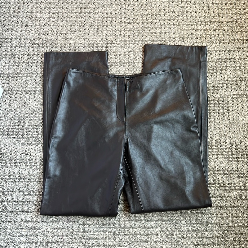 Adrienne Vittadini Italy Brown Leather Pants